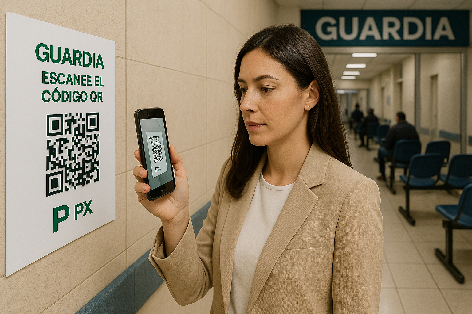 Paciente escaneando código QR de PX